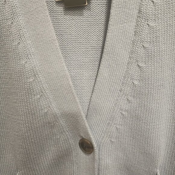 Banana Republic Women’s Demi Cotton Silk Cardigan Sweater Blue Gray Size Large - Picture 9 of 10